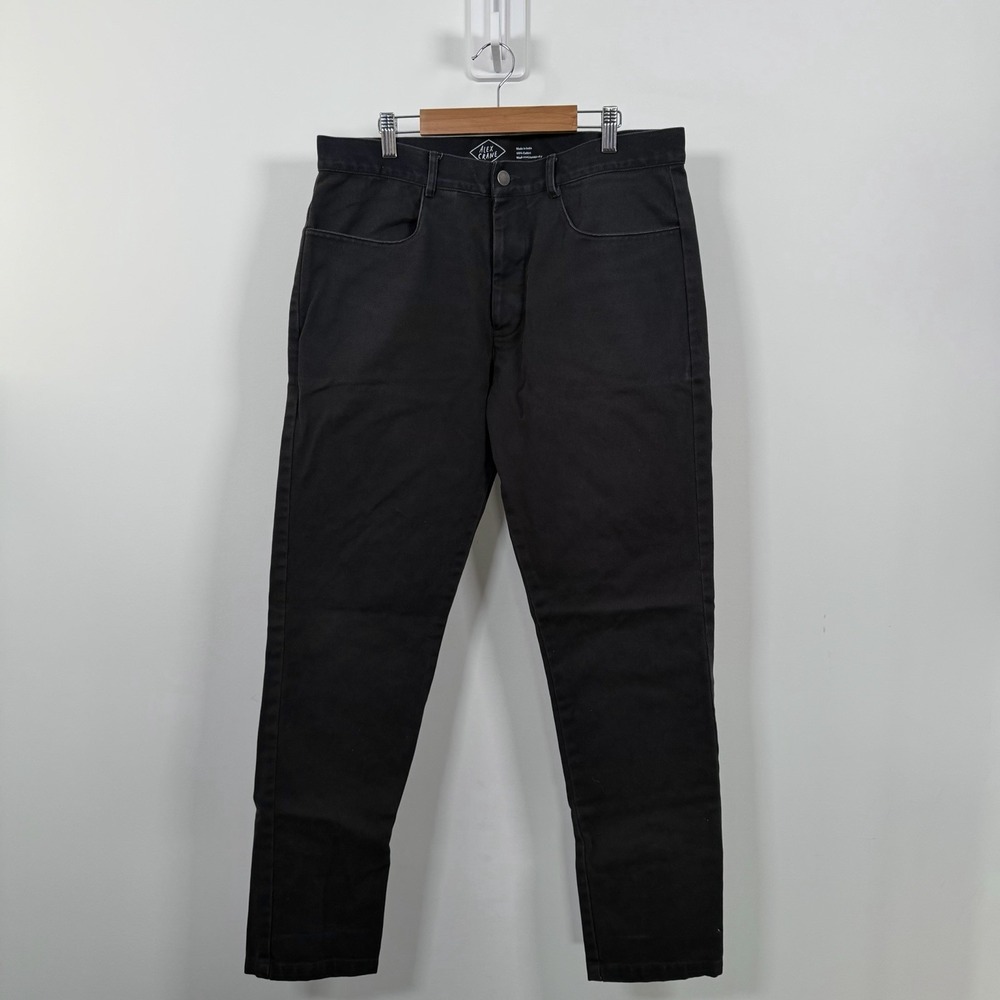 Alex Crane Pants Mens 32 Black Faded Cotton Twill 5-Pocket Chinos Preppy Casual